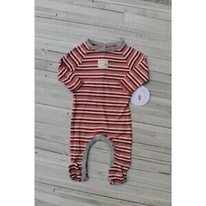 Burt's Bees Baby Striped Organic NWT Footed Outfit 3-6 Months, Christmas